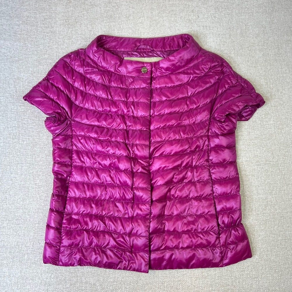 Herno Iconico Emilia Short Sleeve Puffer Jacket Size Small Magenta IT 42 Lux